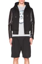 Givenchy Leather & Neoprene Hoodie In Black