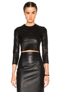 Theperfext Bronx Leather Crop Top In Black