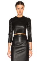 Theperfext Bronx Leather Crop Top In Black