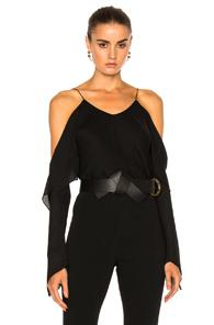 Rosetta Getty Silk Double Georgette Off The Shoulder Camisole In Black