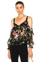 Nicholas Cold Shoulder Blouse In Black,florals