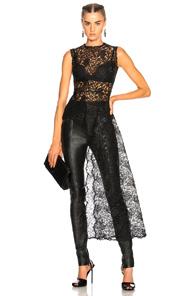 Alexander Mcqueen Bird Lace Asymmetric Hem Blouse In Black