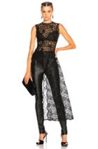 Alexander Mcqueen Bird Lace Asymmetric Hem Blouse In Black