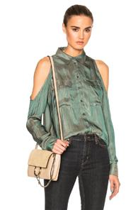 Veronica Beard Calvin Pleated Cold Shoulder Top In Green,metallics