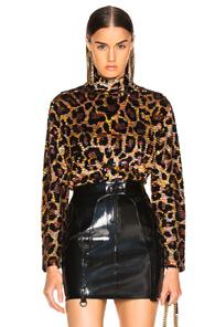 Ashish Sequin Top In Animal Print,black,metallic
