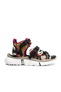 Chloe Platform Sandals In Animal Print,orange,yellow