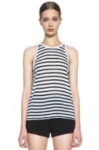 T By Alexander Wang Stripe Linen Tank In White,black,stripes