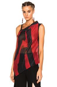 Ann Demeulemeester Tyson Striped Top In Black,red,stripes