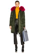 Mr & Mrs Italy New York Down Jacket With Raccoon Fur Trim In Green