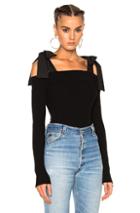 Msgm Cold Shoulder Tie Top In Black