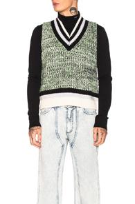 Maison Margiela Half Cardigan In Black,green,stripes