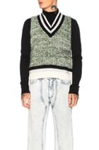 Maison Margiela Half Cardigan In Black,green,stripes