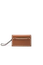 Valentino Rockstud Small Clutch In Brown