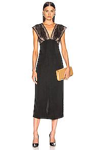 Victoria Beckham Lace Tabbard Midi Dress In Black