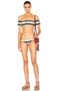 Lisa Marie Fernandez Leandra Striped Bikini In Yellow,stripes,blue