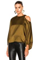 Tibi One Side Off Shoulder Top In Green