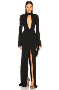 David Koma Front Split Gown In Black
