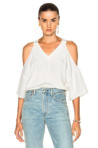 Tibi V Neck Top In White