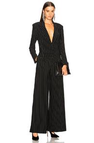 Norma Kamali Elephant Jumpsuit In Black,stripes