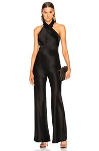 Galvan Asymmetric Sash Jumpsuit In Black