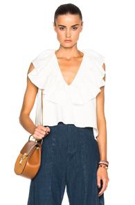Chloe Washed Cotton Linen Blouse In White