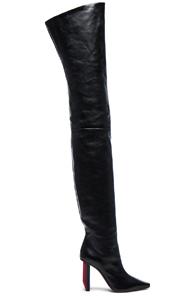 Vetements Reflector Leather Thigh High Boots In Black