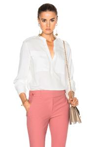 Tibi French Cuff Bodysuit In White