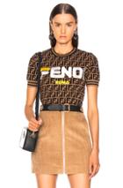 Fendi Fendi Mania Logo Print Short Sleeve Sweater In Abstract,black,brown