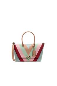Valentino Demilune Double Handle Bag In Neutrals,stripes