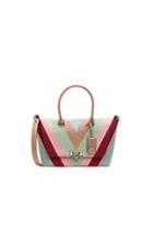 Valentino Demilune Double Handle Bag In Neutrals,stripes