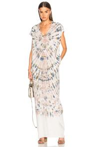 Raquel Allegra Caftan In Gray,green,tie Dye & Ombre