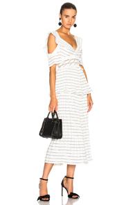 Self-portrait Monochrome Stripe Midi Dress Black & White