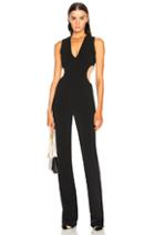 David Koma Circle Cutout V Neck Jumpsuit In Black