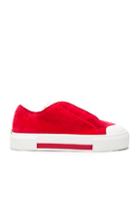 Alexander Mcqueen Velvet Platform Lace Up Sneakers In Red