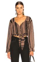Nanushka Amulet Top In Mineral In Black,brown,stripes