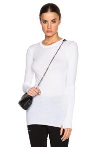 Enza Costa Cashmere Cuffed Crew Tee In White