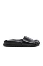 Saint Laurent Embroidered Leather Joan Slides In Black