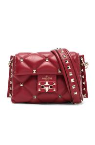 Valentino Mini Candystud Shoulder Bag In Red