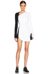 Mugler Bi Color Fitted Cady Mini Dress In White