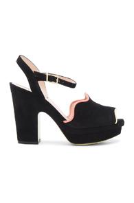 Fendi Suede Ankle Strap Heels In Black