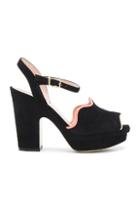 Fendi Suede Ankle Strap Heels In Black