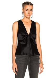 T By Alexander Wang Silk Charmeuse Tie Knot Sleeveless Top In Black