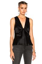 T By Alexander Wang Silk Charmeuse Tie Knot Sleeveless Top In Black