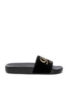Dolce & Gabbana Velvet Dg Pool Slides In Black