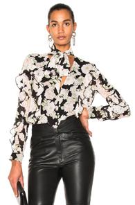 Nicholas Tie Neck Ruffle Blouse In Floral,neutrals