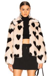 Shrimps Faux Fur Cullen Jacket In Neutral,polka Dots