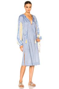 Lemlem Mwali Poet Dress In Blue,stripes