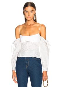 Sandy Liang Jessa Top In White,stripes