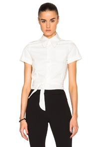 Mm6 Maison Margiela Poplin Tie Top In White