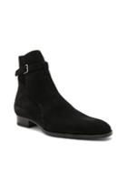 Saint Laurent Wyatt Suede Jodhpur Boots In Black